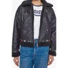 Mother The Strappy Crystal Detail Faux Shearling Jacket In Black