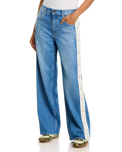 Mother The Striped Resealable Skimp High Rise Straight Jeans In Quik In Blue