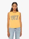 Mother The Grab Bag Crop Graphic Sleeveless Tee In Yellow