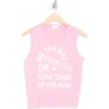 Mother The Strong And Silent Type Sleeveless Graphic T-shirt In Pink