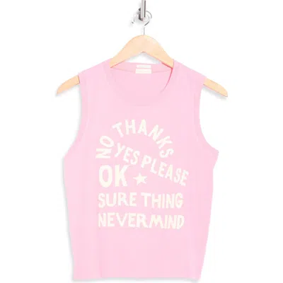 Mother The Strong And Silent Type Sleeveless Graphic T-shirt In Pink
