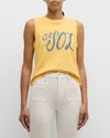 Mother The Grab Bag Crop Graphic Sleeveless Tee In Eso - El Sol