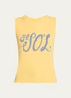 Mother The Grab Bag Crop Graphic Sleeveless Tee In Eso - El Sol