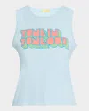 Mother The Strong And Silent Type Tank Top In Pastel Blue Tune In Tune Out