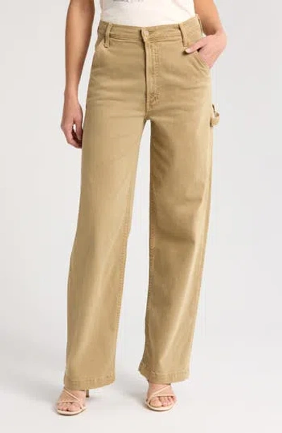 Mother The Stud Finder Sneak Wide Leg Jeans In Prairie Sand