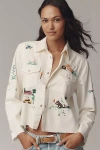 Mother The Super Ex's Crop Fray Buttondown Shirt In Neutral