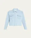 Mother The Super Exes Frayed Step Hem Crop Snap-up Denim Shirt In No End In Sight
