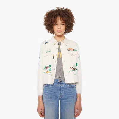 Mother The Super Exs Crop Fray Fired Up Shirt In White