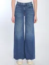 Mother Regular Fit Denim Trousers With Contrast Stitching In Blue