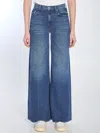 Mother Regular Fit Denim Trousers With Contrast Stitching In Blue