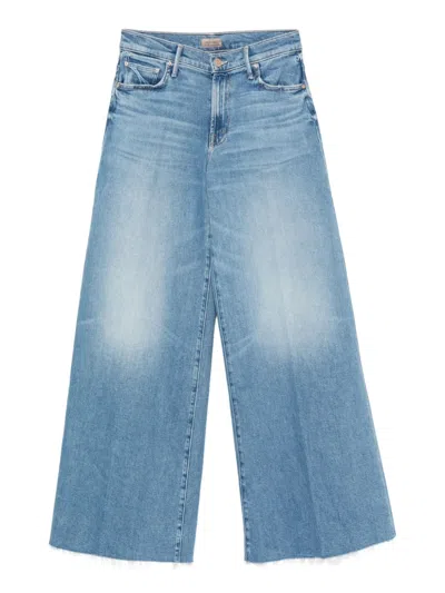 Mother The Swisher Sneak Fray Jeans In Blue