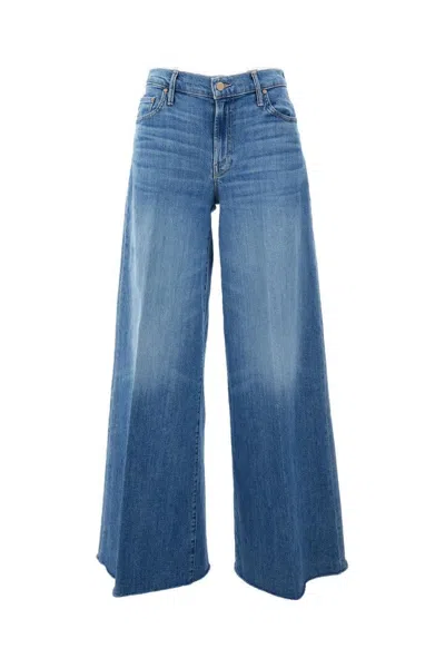 Mother The Swisher Sneak Fray Jeans In Blue