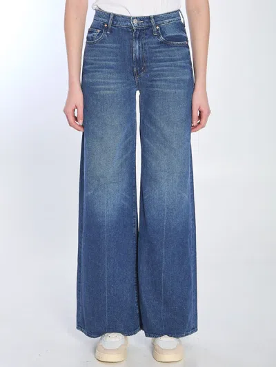 Mother The Swisher Sneak Fray Jeans In Blue