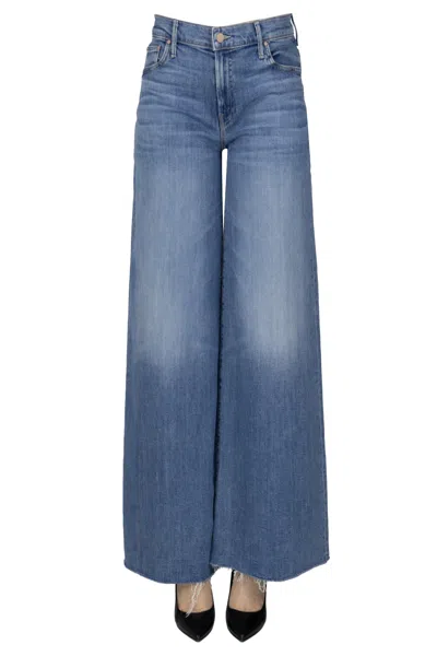 Mother Tomcat Roller Skimp High-waisted Wide-leg Jeans In Perfectly Imperfect In Blue