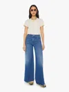 Mother The Roller Fray Frayed Mid-rise Wide-leg Jeans In Blue