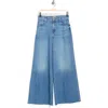 Mother The Swisher Sneak Frayed Wide Leg Jeans In Blue