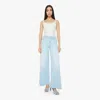 Mother Womens The Roller Sneak Wide-leg Mid-rise Stretch Denim-blend Jeans Balls In Your Court In Light Blue