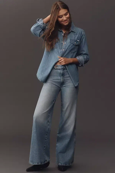 Mother The Tab Roller Skimp High-rise Flare Jeans In Blue