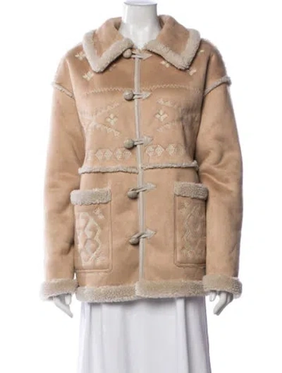Pre-owned Mother The Toasty Faux Leather Jacket In Neutrals