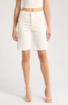 Mother The Half Pipe Frayed Bermuda Shorts In Cream Puffs