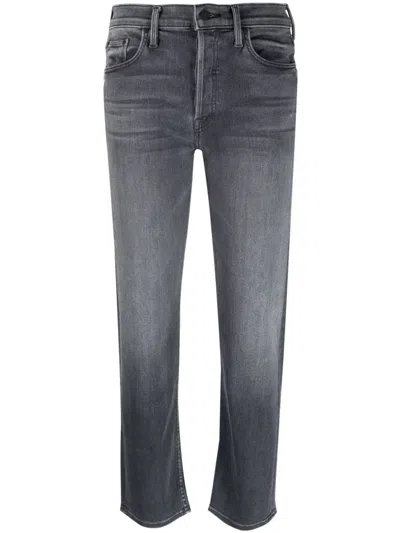 Mother Cropped Straight-leg Jeans In Grey