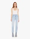 Mother The Lil Rambler Zip Flood Jeans In Out Of The Blue In Blue