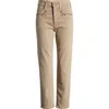 Mother Straight Trousers With Embroidered Detail And Pockets In Farmers Tan