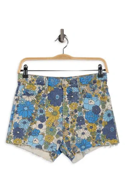 Mother The Tomcat Kick Fray Denim Shorts In Multi