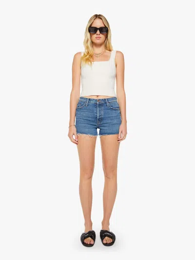 Mother The Tomcat Kick Fray Shorts Thrill Seeker Jeans In Blue