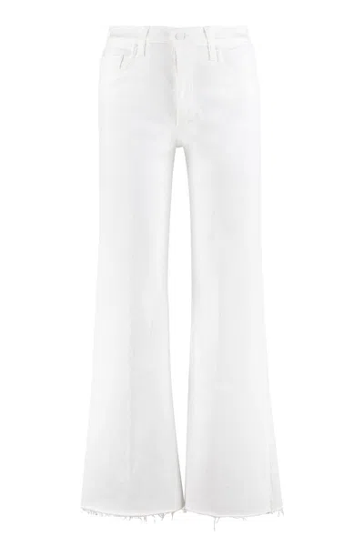 Mother The Tomcat Roller Fray Wide Jeans In White