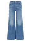 Mother The Twister Sneak Frayed Hems Flared Wide Leg Jeans In Light Blue