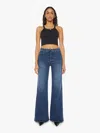 Mother Womens The Tomcat Roller Sneak Brand-tab Wide-leg High-rise Denim-blend Jeans I Put A Spell On You In Blue