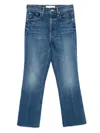 Mother High-waisted Cropped Jeans In Blue Denim In 蓝色