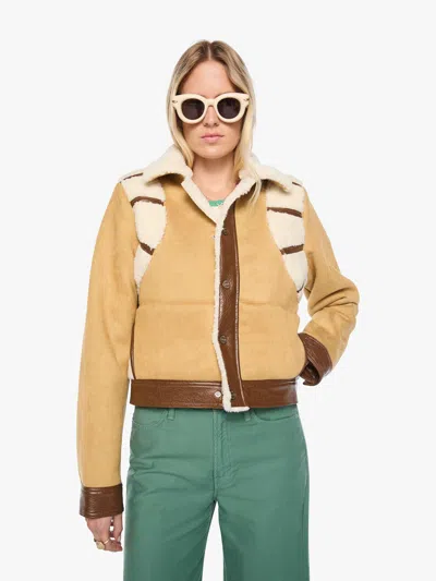 Mother The Tripper Puffer Mixed Media Jacket In Brown - Size X-small