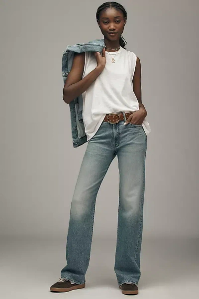 Mother The Tunnel Vision Sneak Mid-rise Wide-leg Jeans In Blue