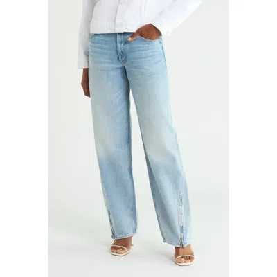Mother The Turn Key Spinner Zip Hem Jeans In Blue
