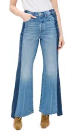 Mother The Tux Sidestepper Sneak Fray Jeans Double Stacked In Double Stacked