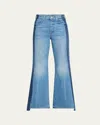 Mother The Tux Sidestepper Sneak Fray Jeans Double Stacked In Double Stacked