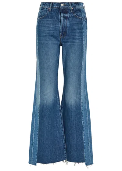 Mother The Tux Sidestepper Sneak Fray Wide-leg Jeans In Blue