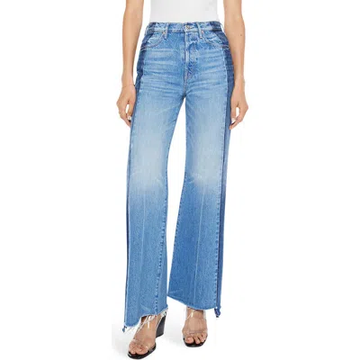 MOTHER MOTHER THE TUX SIDESTEPPER SNEAK FRAYED HIGH WAIST BOOTCUT JEANS