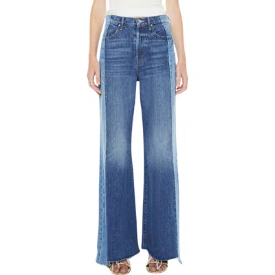 Mother The Tux Sidestepper Sneak Frayed High Waist Bootcut Jeans In Multi