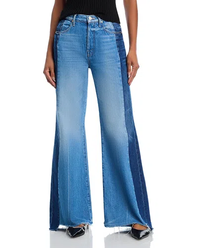 MOTHER THE TUXEDO SIDESTEPPER SNEAK FRAY HIGH RISE WIDE LEG JEANS IN DOUBLE STACKED