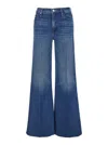 Mother 'the Twisted Sneak Fray' Blue Five-pocket Jeans With Bleached Effect In Cotton Blend Woman In Blue