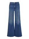 Mother 'the Twisted Sneak Fray' Blue Five-pocket Jeans With Bleached Effect In Cotton Blend Woman In Blue