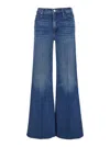 Mother 'the Twisted Sneak Fray' Blue Five-pocket Jeans With Bleached Effect In Cotton Blend Woman In Blue