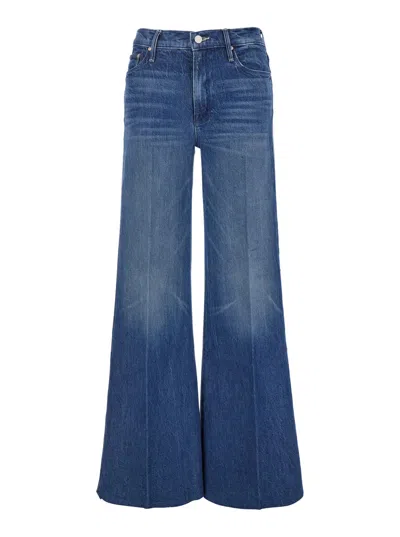 MOTHER THE TWISTED SNEAK FRAY BLUE FIVE-POCKET JEANS WITH BLEACHED EFFECT IN COTTON BLEND WOMAN