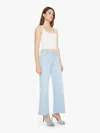 Mother Womens The Roller Sneak Wide-leg Mid-rise Stretch Denim-blend Jeans Balls In Your Court In Blue
