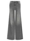 Mother Wide-leg Jeans Five-pocket Design In Gray
