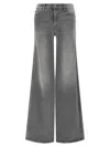 Mother Wide-leg Jeans Five-pocket Design In Gray