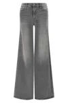 Mother Wide-leg Jeans Five-pocket Design In Gray